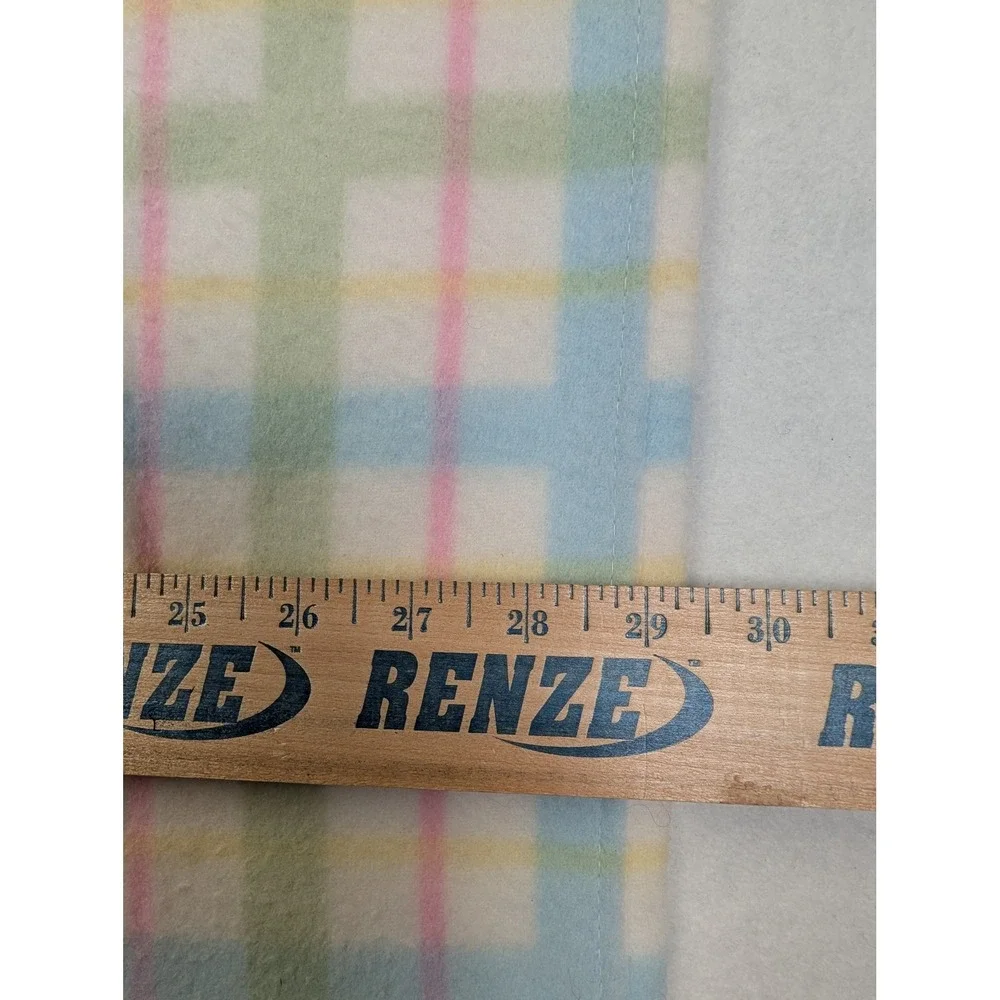 Luv n care Baby Blanket Blue Pink Green Yellow Plaid Fleece 2002 Vintage‎